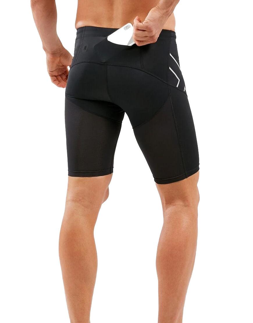 Men's 2XU Aero Vent Compression Shorts :Black | Silver Reflective