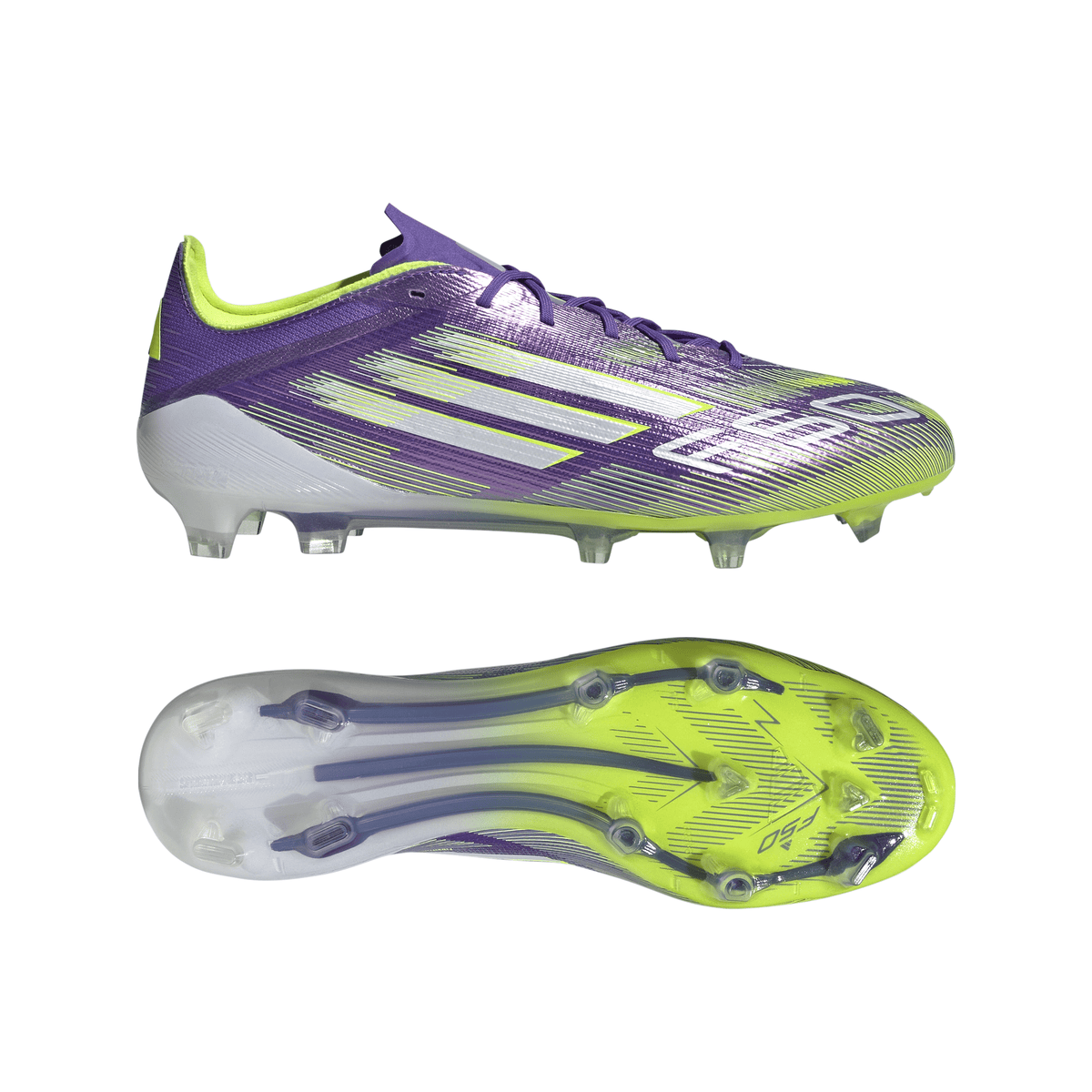 adidas F50 Elite Firm Ground Soccer Cleats- Purple/White/Lemon