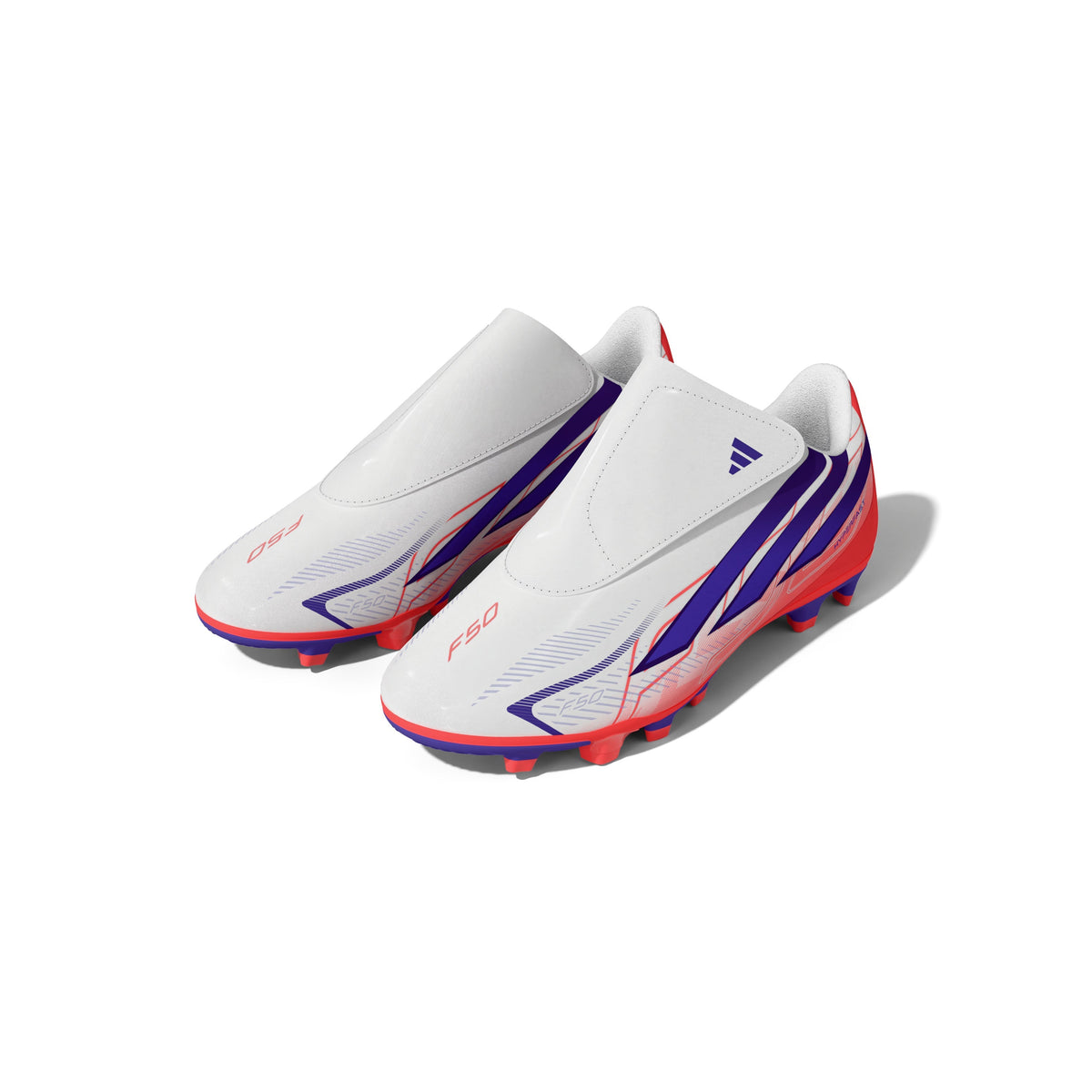 adidas F50 Hyperfast Club Velcro Firm Ground/Multi Ground Youth Soccer Cleats - White/Purple