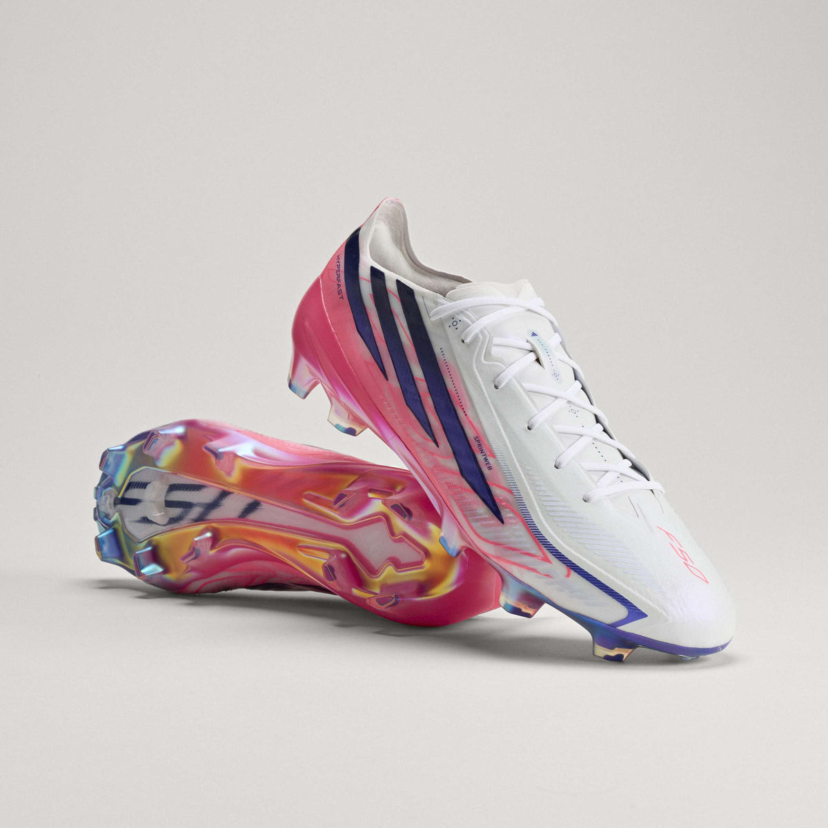 adidas F50 Hyperfast Elite Firm Ground Men's Soccer Cleats - White/Solar Turbo/Purple