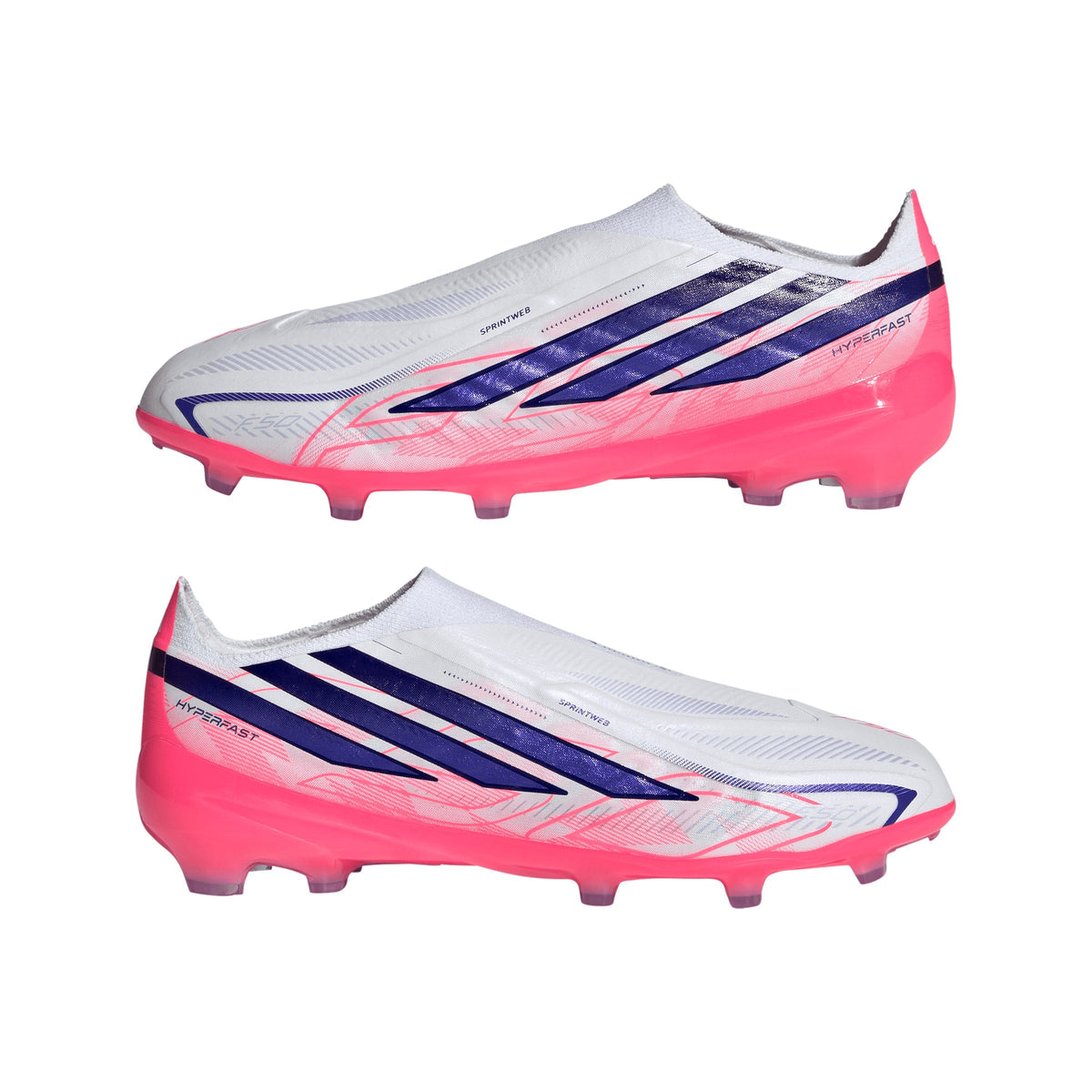 adidas F50 Hyperfast Elite Laceless Firm Ground Youth Soccer Cleats - White/Purple