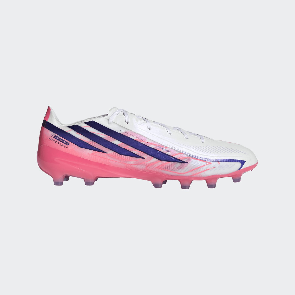 adidas F50 Hyperfast Pro Artificial Ground Men's Soccer Cleats - White/Purple/Solar Turbo