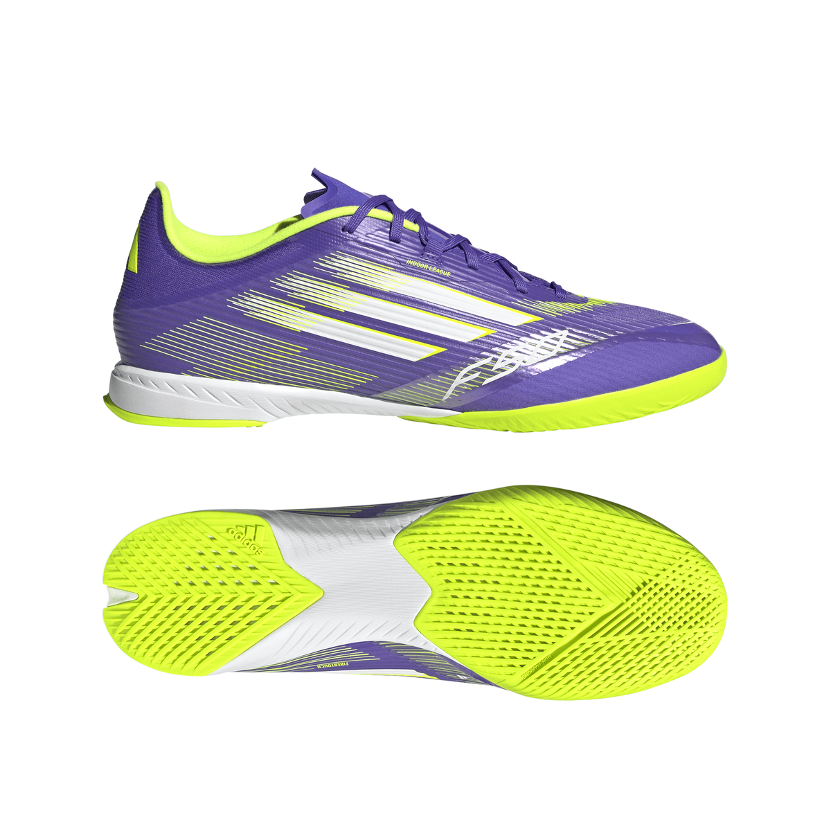 adidas F50 League Indoor Soccer Shoes - Purple/White/Lemon