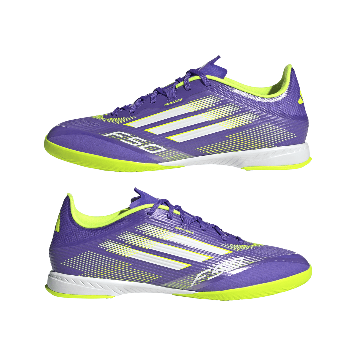 adidas F50 League Indoor Soccer Shoes - Purple/White/Lemon