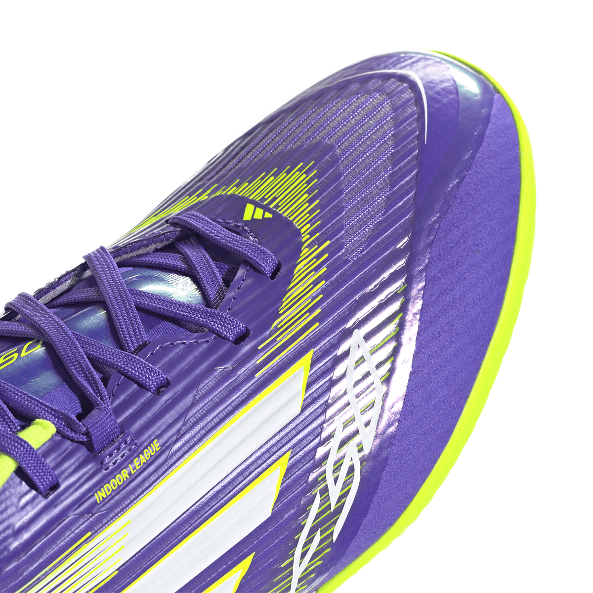 adidas F50 League Indoor Soccer Shoes - Purple/White/Lemon
