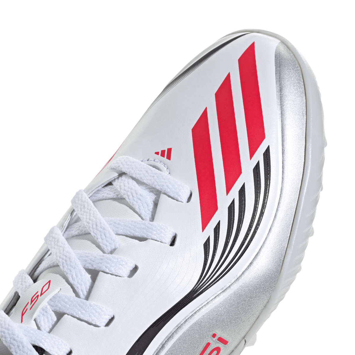 adidas F50 Messi League Turf Youth Soccer Cleats - White/Red/Silver
