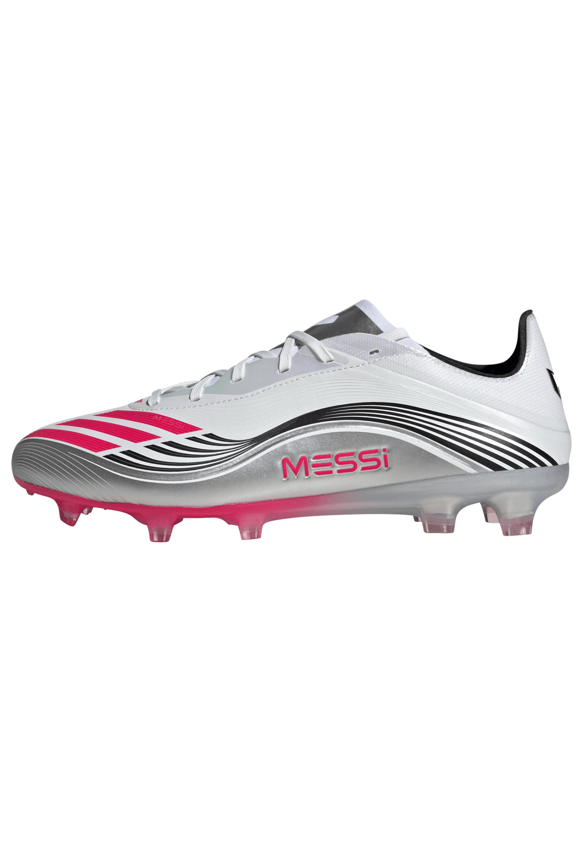 adidas F50 Messi Pro Firm Ground Soccer Cleats - White/Red/Silver