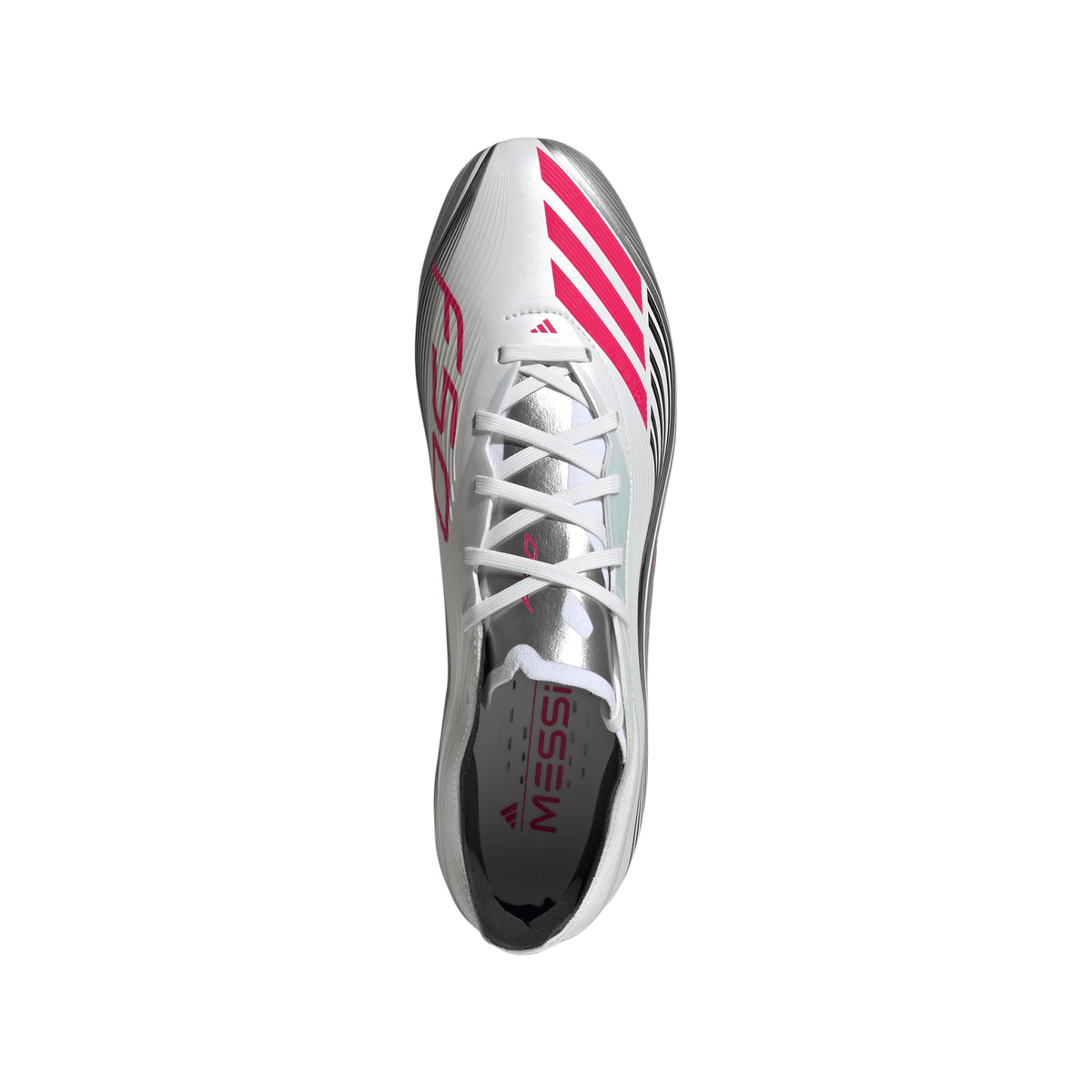 adidas F50 Messi Pro Firm Ground Soccer Cleats - White/Red/Silver
