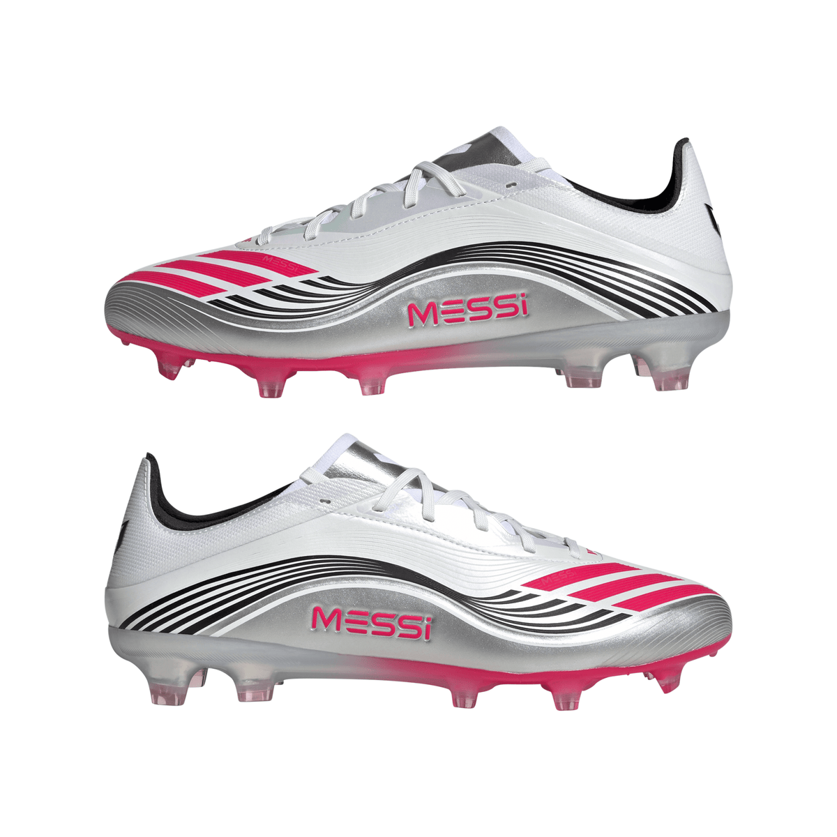 adidas F50 Messi Pro Firm Ground Soccer Cleats - White/Red/Silver