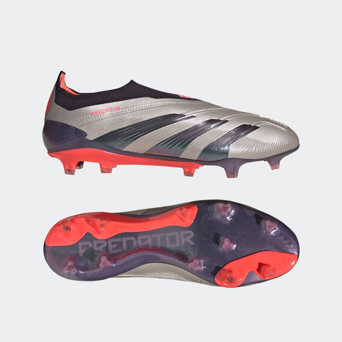 adidas Predator Elite Laceless FG Laceless Firm Ground Soccer Cleats - Platin Metallic/Black/Carbon