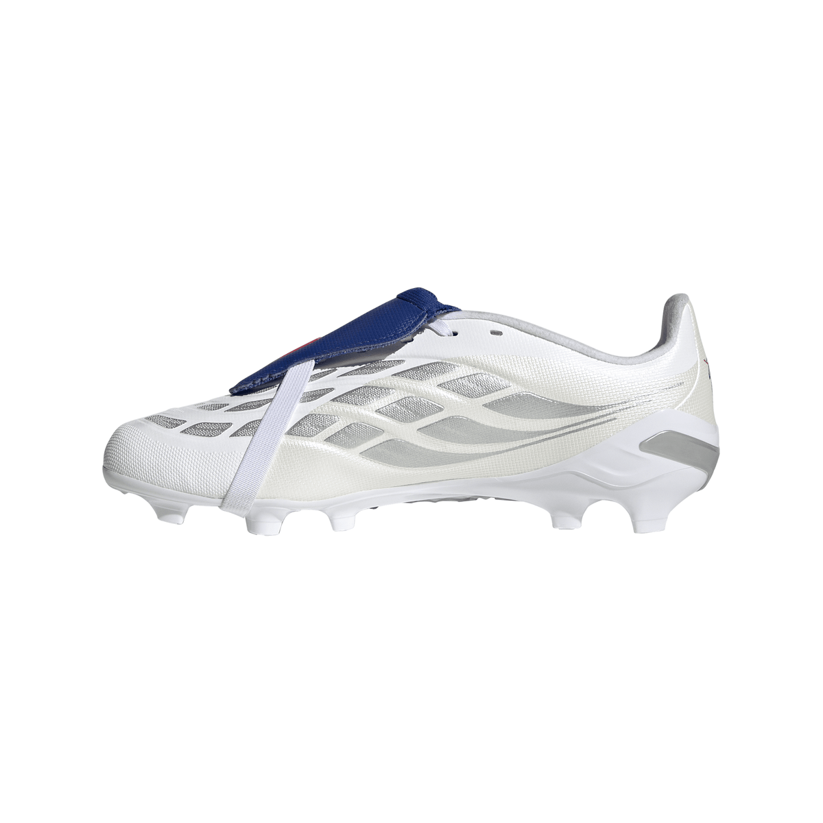 adidas Predator League Fold-Over Tongue FG Firm Ground Youth Soccer Cleats - White/Zero Metallic/Blue