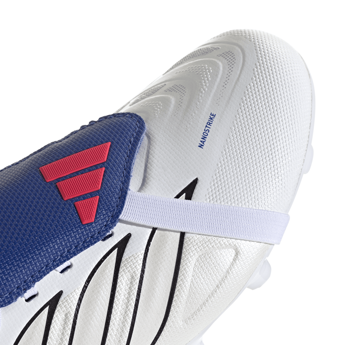 adidas Predator League Fold-Over Tongue FG Firm Ground Youth Soccer Cleats - White/Zero Metallic/Blue