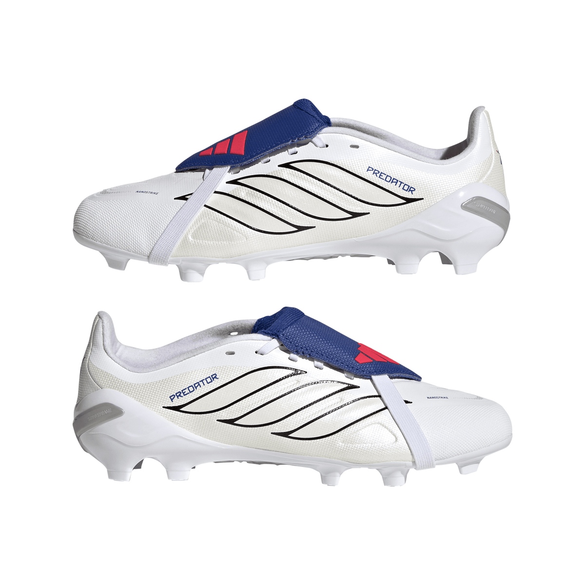 adidas Predator League Fold-Over Tongue FG Firm Ground Youth Soccer Cleats - White/Zero Metallic/Blue