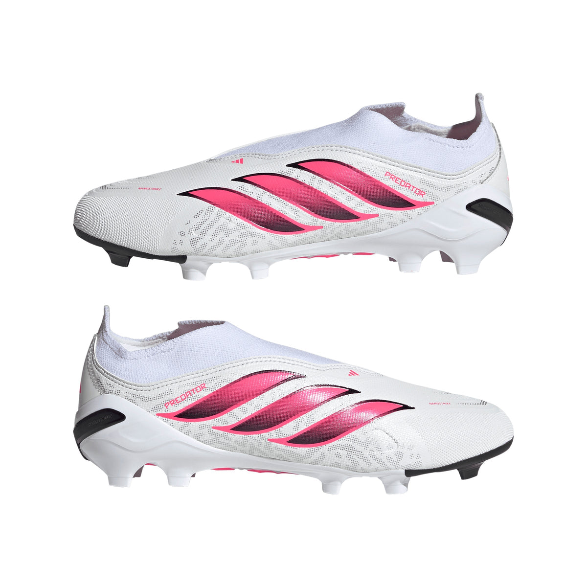 adidas Predator League Laceless Firm Ground Youth Soccer Cleats - White/Solar Turbo/Black