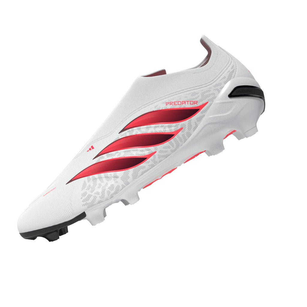 adidas Predator League Laceless Firm Ground Youth Soccer Cleats - White/Solar Turbo/Black