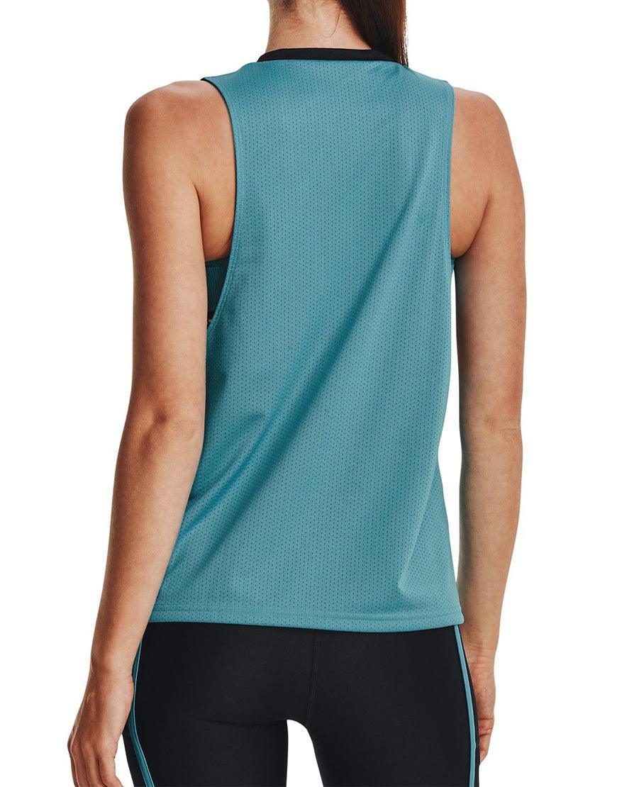 Women's Project Rock Penny Mesh Reversible Tank :Glacier Blue