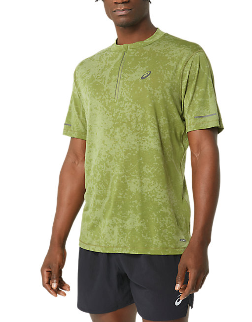 Men's Metarun Pattern 1/2 Zip Short Sleeve Top: Cactus