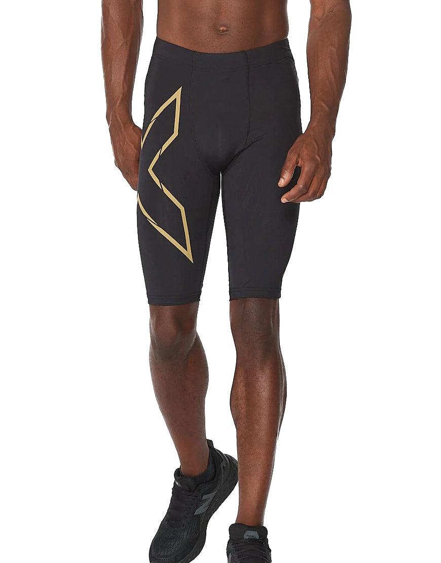 Men's 2XU Light Speed Compression Shorts :Black | Gold Reflective
