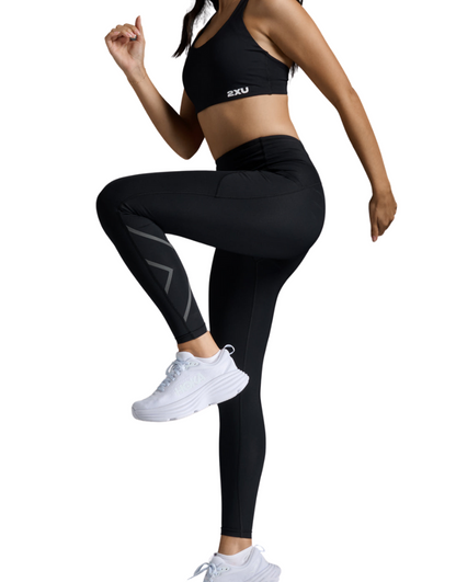 Women's 2XU Aero Hi-Rise Compression Tights - Black I Black Reflective
