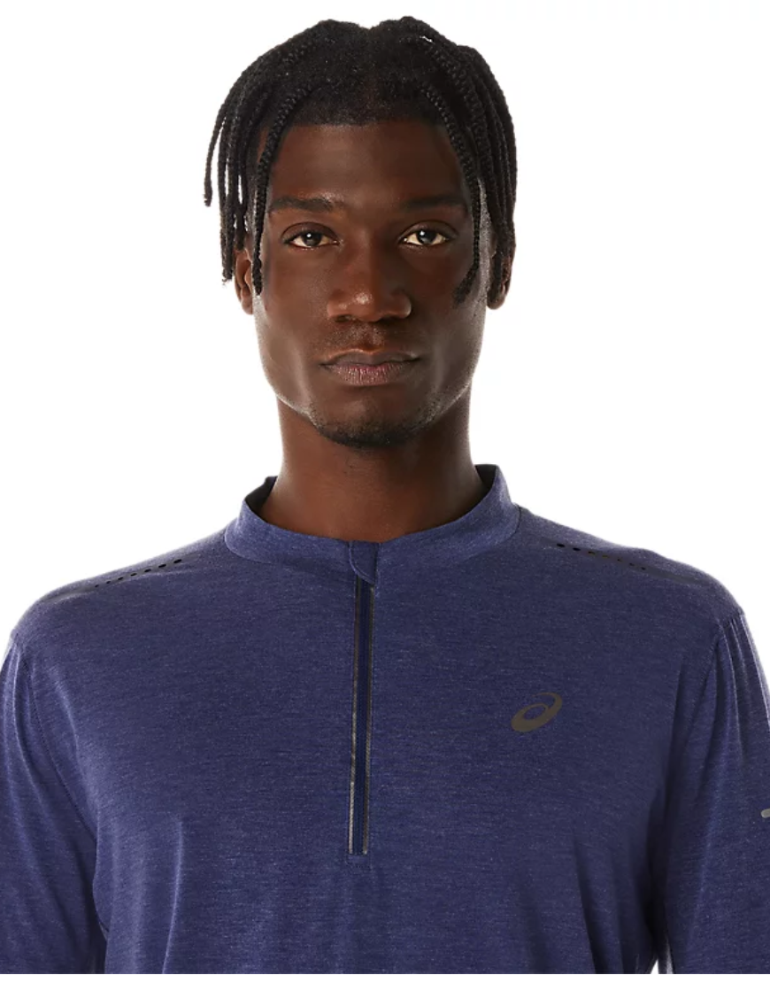 Men's Metarun 1/2 Zip Long Sleeve Top: Indigo Blue