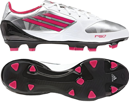 adidas F30 TRX FG Firm Ground Women's Soccer Cleats - White/Silver Metallic/Shock Pink