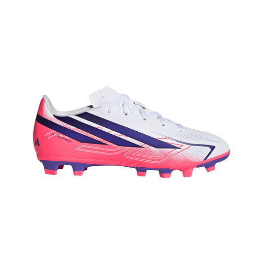 adidas F50 Hyperfast Club Firm Ground / Multi Ground Youth Soccer Cleats - White/Purple