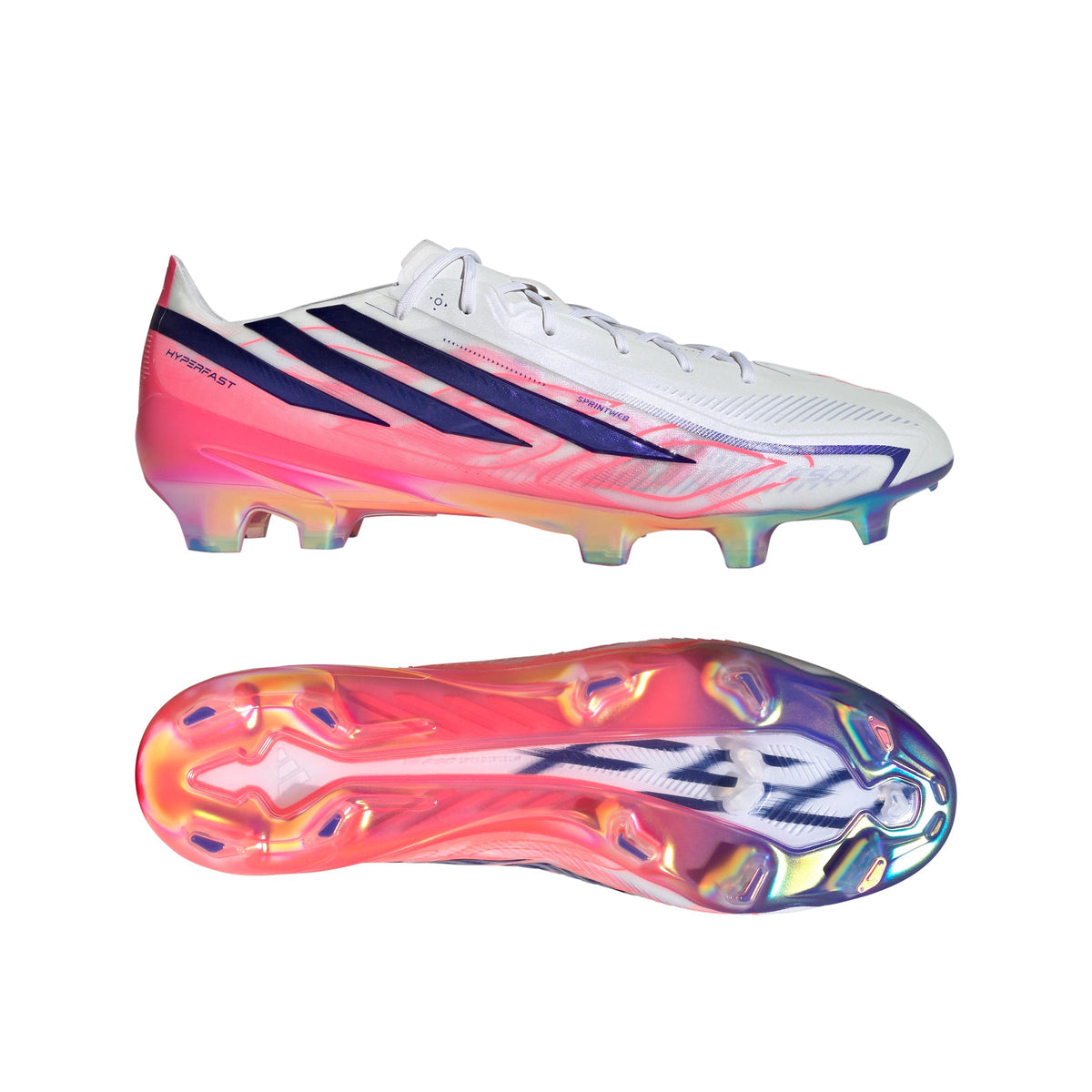 adidas F50 Hyperfast Elite Firm Ground Men's Soccer Cleats - White/Solar Turbo/Purple