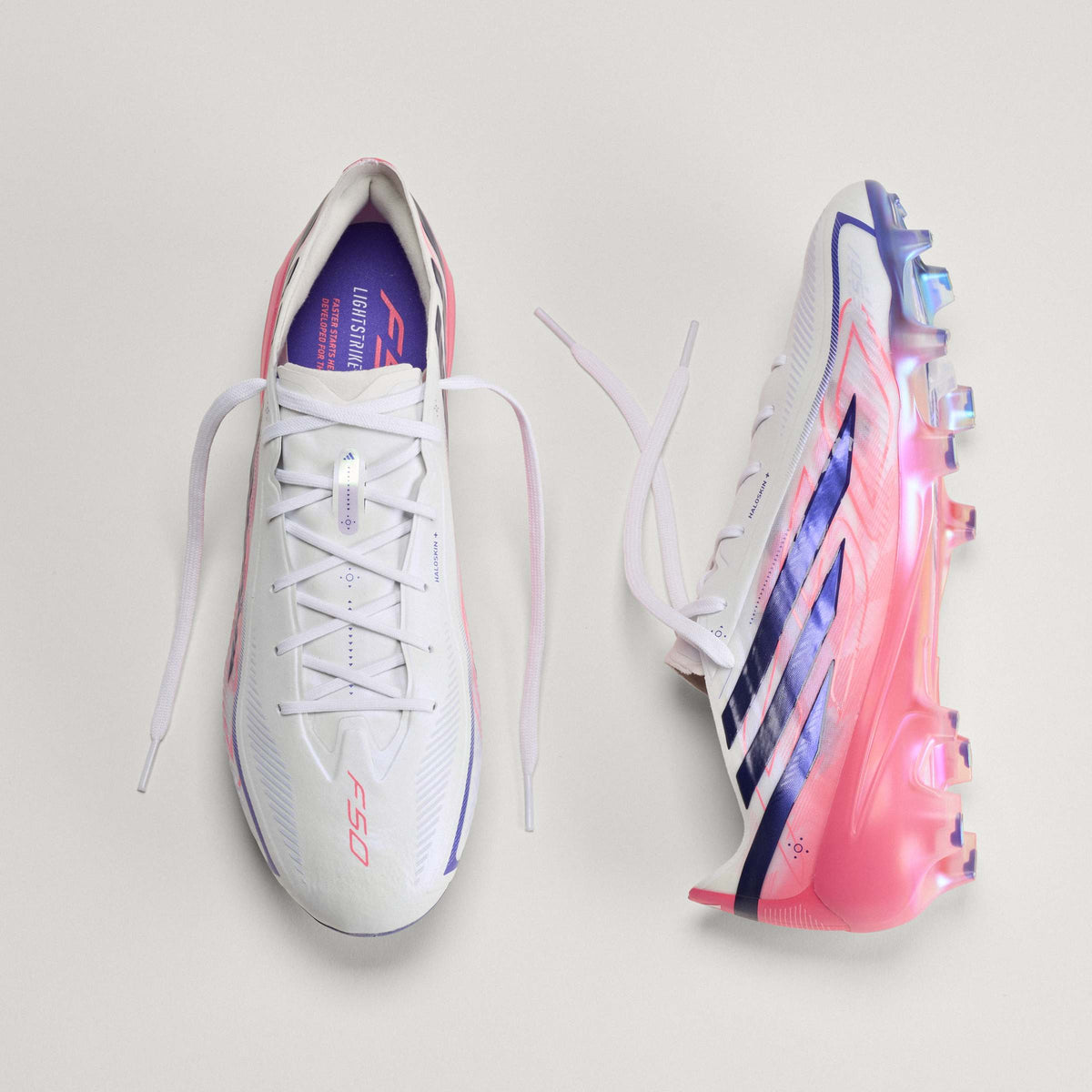 adidas F50 Hyperfast Elite Firm Ground Men's Soccer Cleats - White/Solar Turbo/Purple