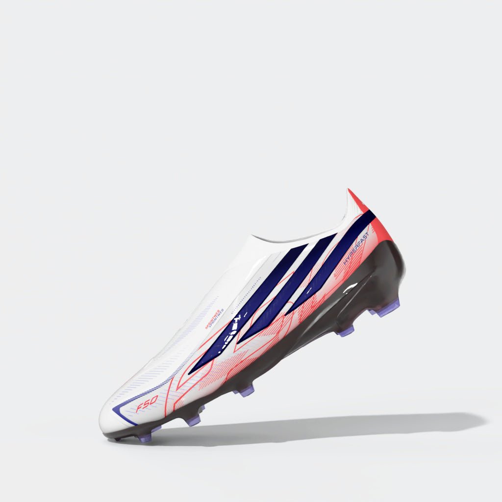 adidas F50 Hyperfast Elite Laceless Firm Ground Youth Soccer Cleats - White/Purple