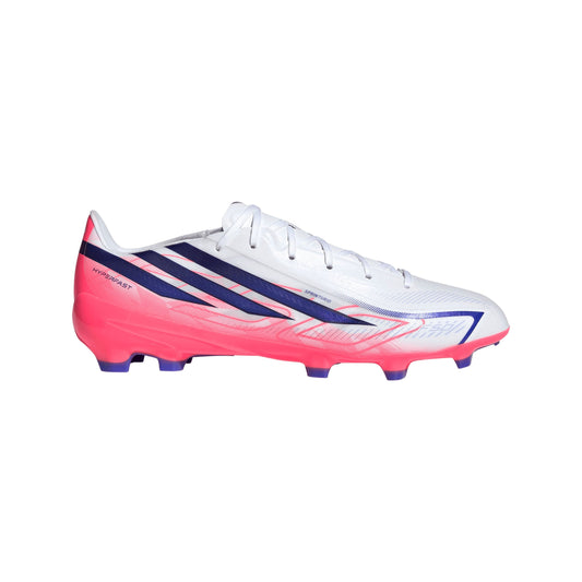 adidas F50 Hyperfast League FG Firm Ground Men's Soccer Cleats - White/Purple/Solar Turbo