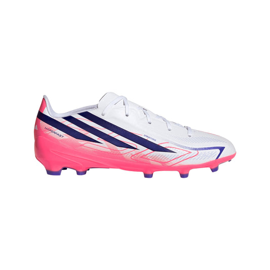 adidas F50 Hyperfast League Firm Ground Youth Soccer Cleats - White/Purple