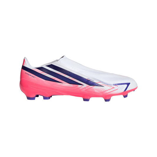 adidas F50 Hyperfast League Laceless FG Firm Ground Men's Soccer Cleats - White/Purple/Solar Turbo