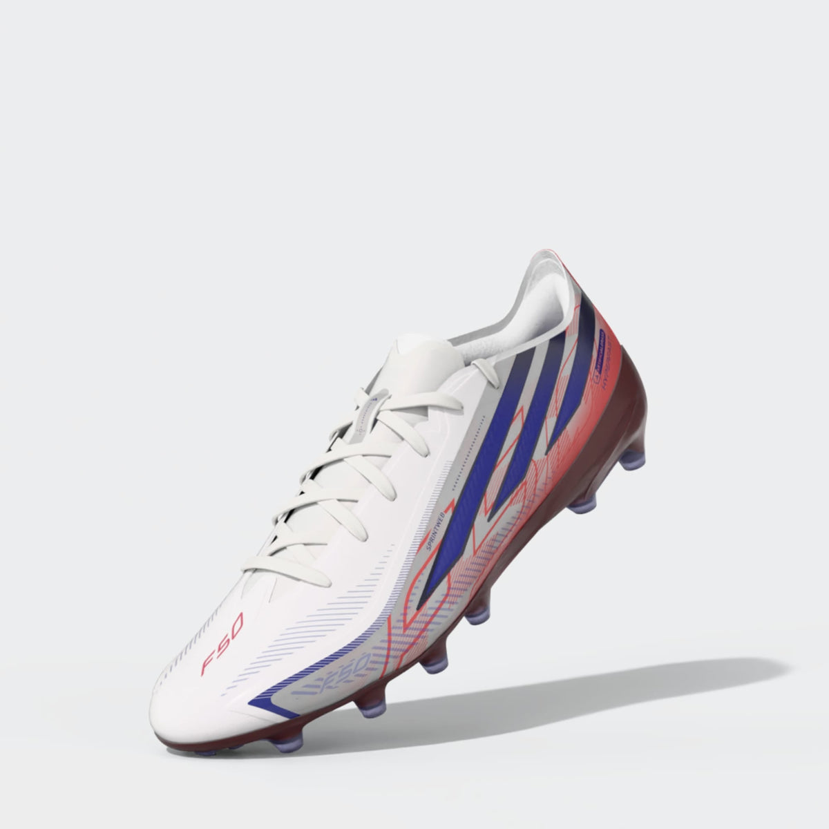adidas F50 Hyperfast Pro Artificial Ground Men's Soccer Cleats - White/Purple/Solar Turbo