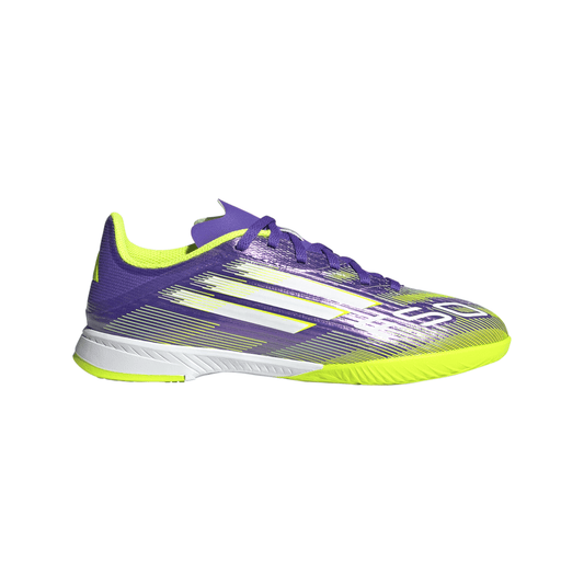 adidas F50 League Indoor Soccer Shoes Kids -Purple/White/Lemon
