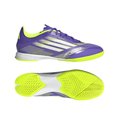 adidas F50 League Indoor Soccer Shoes - Purple/White/Lemon