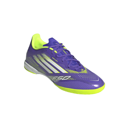 adidas F50 League Indoor Soccer Shoes - Purple/White/Lemon