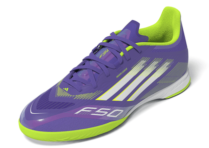 adidas F50 League Indoor Soccer Shoes - Purple/White/Lemon
