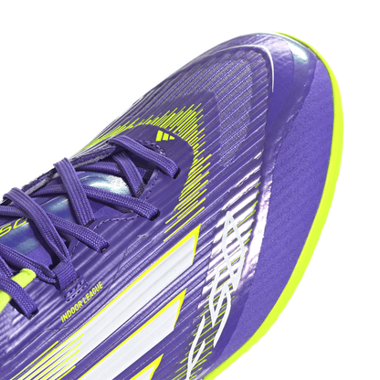 adidas F50 League Indoor Soccer Shoes - Purple/White/Lemon