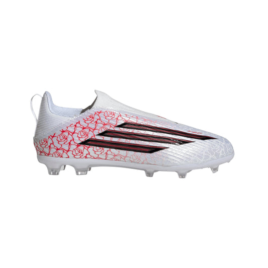 adidas F50 League Laceless FG Firm Ground Youth Soccer Cleats - White/Black/Red