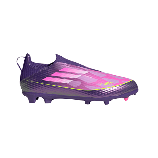 adidas F50 LEAGUE Laceless FG/MG Youth Soccer Cleats - Purple/White/Lemon