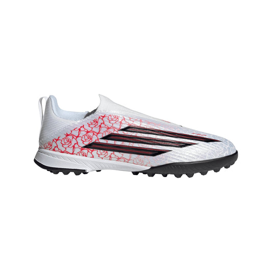 adidas F50 League Laceless TF Turf Youth Soccer Cleats - White/Black/Red