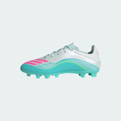 adidas F50 Messi Club FG/MG Firm Ground/Multi Ground Men's Soccer Cleats - White/Pink/Aqua