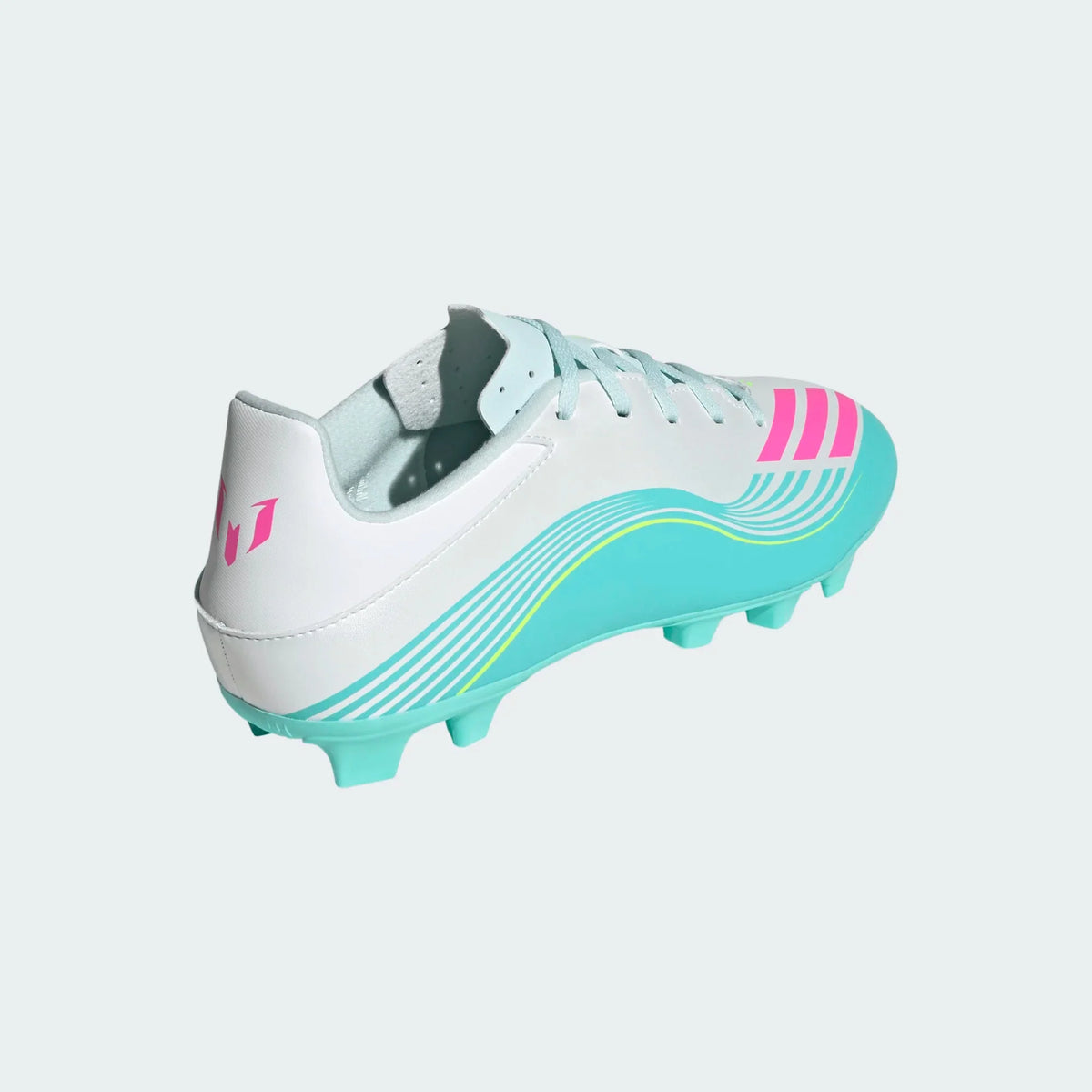 adidas F50 Messi Club FG/MG Firm Ground/Multi Ground Men's Soccer Cleats - White/Pink/Aqua