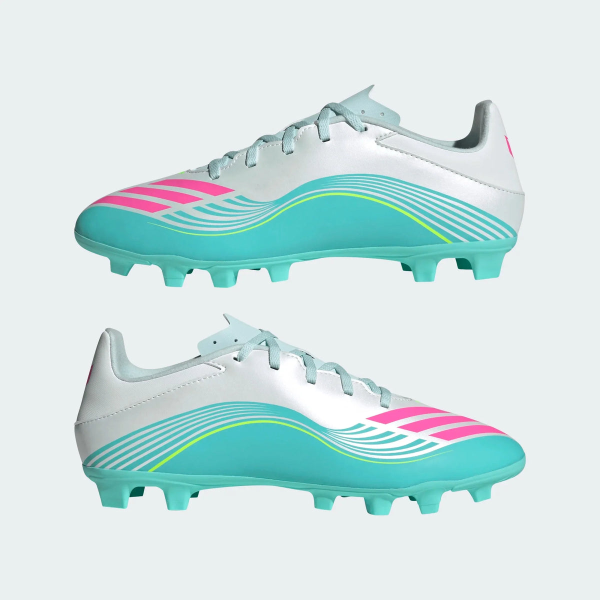 adidas F50 Messi Club FG/MG Firm Ground/Multi Ground Men's Soccer Cleats - White/Pink/Aqua