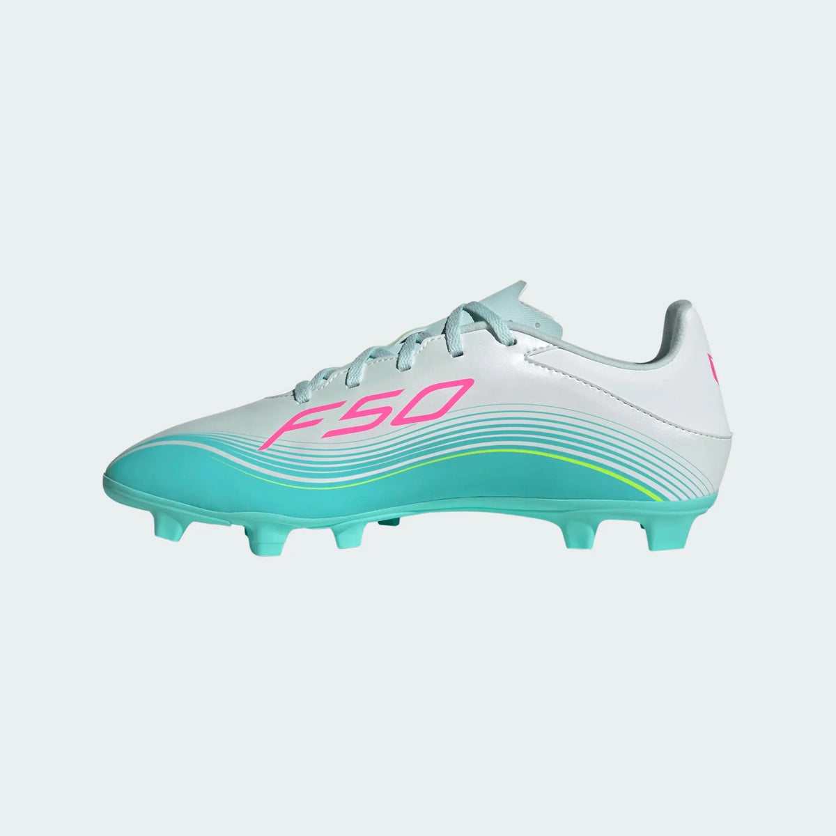 adidas F50 Messi Club FG/MG Firm Ground/Multi Ground Men's Soccer Cleats - White/Pink/Aqua