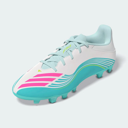 adidas F50 Messi Club FG/MG Firm Ground/Multi Ground Men's Soccer Cleats - White/Pink/Aqua