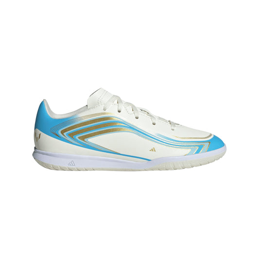 adidas F50 Messi Club IN Indoor Youth Soccer Shoes - Ivory/Blue