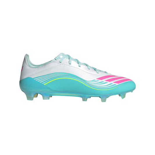 adidas F50 Messi Elite FG Firm Ground Men's Soccer Cleats - White/Pink/Aqua