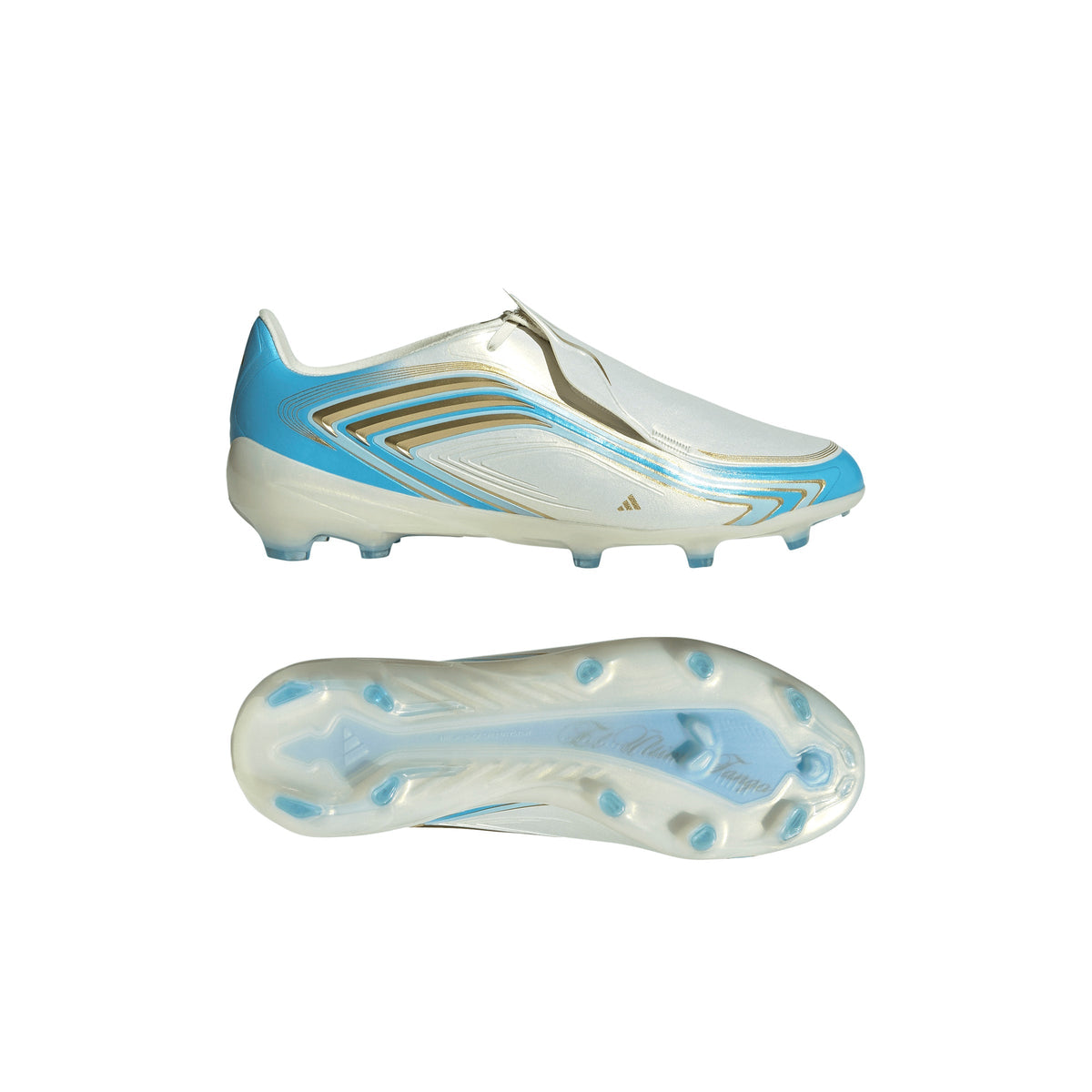 adidas F50 Messi Elite FG Firm Ground Youth Soccer Cleats - Ivory/Blue