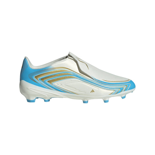 adidas F50 Messi League Laceless FG Firm Ground Youth Soccer Cleats - Ivory/Blue